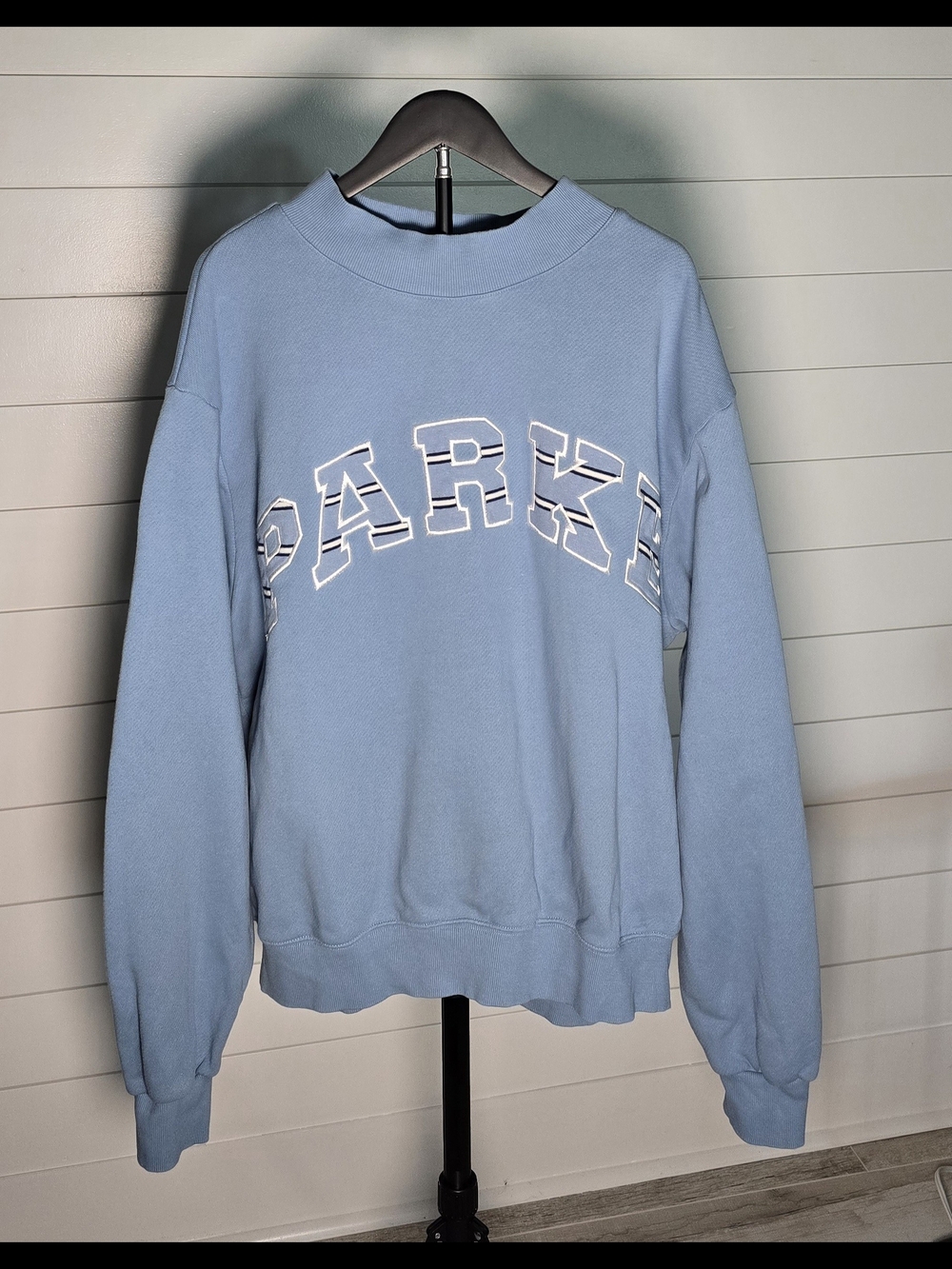 Parke Maggie & Emma Sky Varsity Heritage Mockneck L/XL RARE
